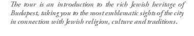 The tour is an introduction to the rich Jewish heritage of Budapest, taking you to the most emblematic sights of the city in connection with Jewish religion, culture and traditions.